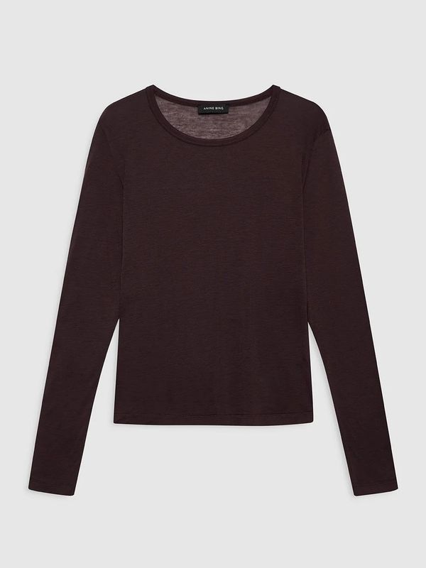 Anine Bing Sylvie Long Sleeve Tee Dark Brown