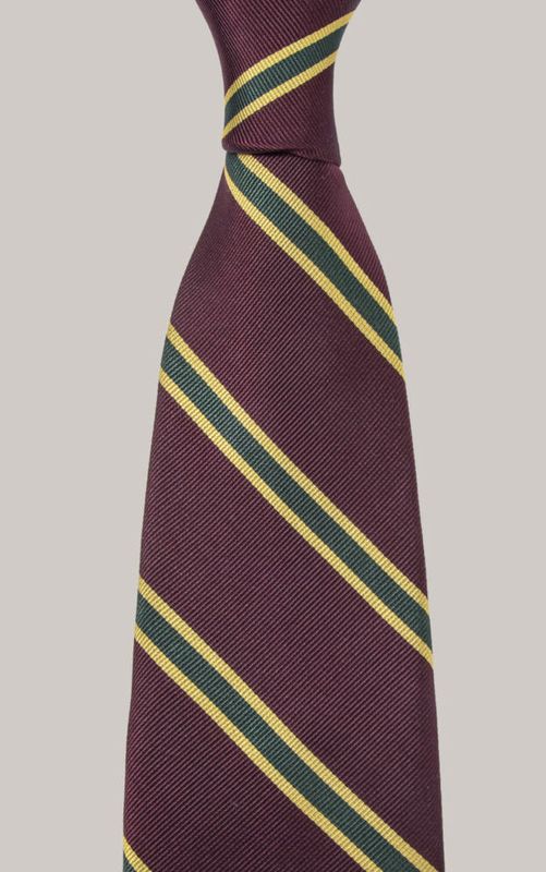 Rebeloup Triple Stripe Silk Tie Burgundy Stripe