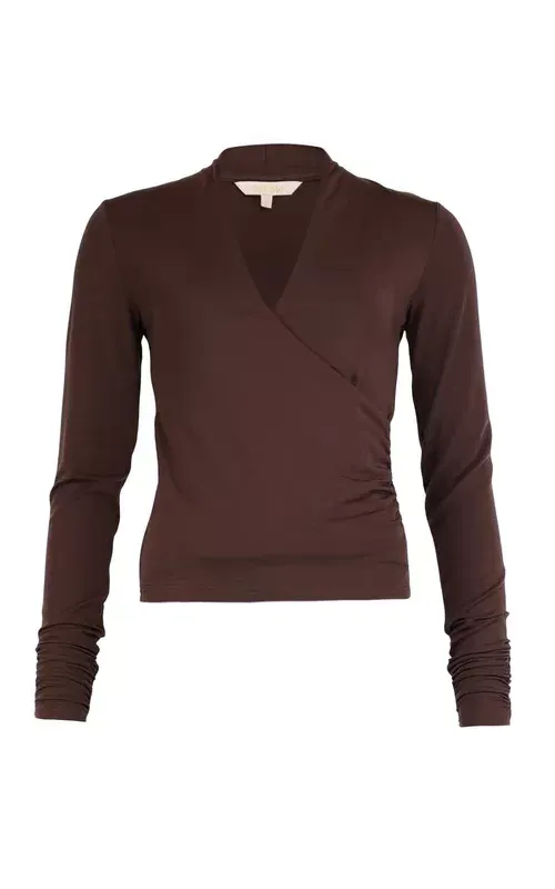 By TiMo Jersey V-Neck Top Brown