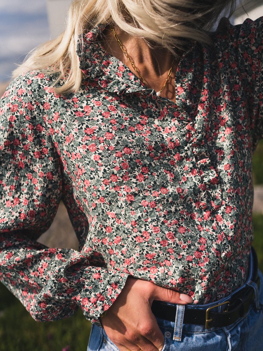 Raus Astrid Shirt C Green Flower