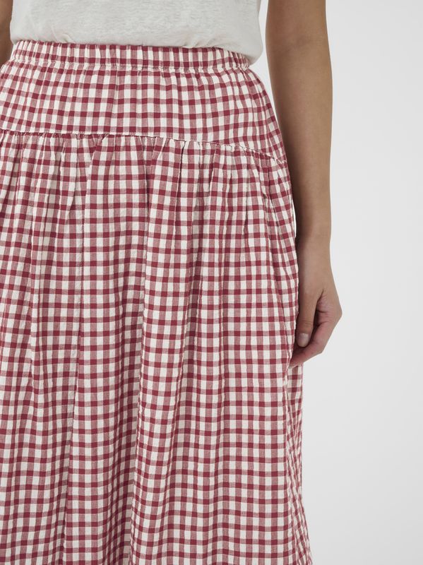 Part Two Brunhild Skirt Burnt Russet Check Red