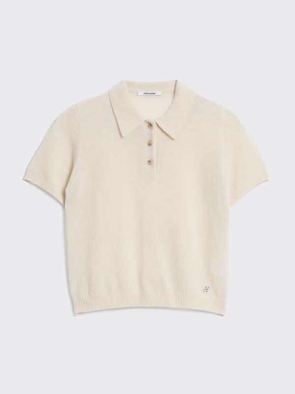Holzweiler Cashmere Short Sleeve Polo Ecru