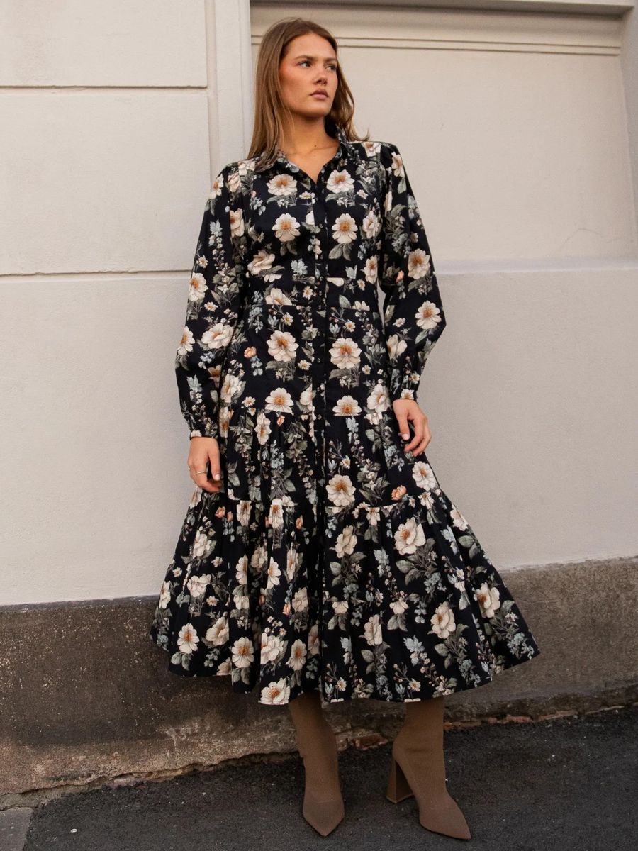 MissMaya Vicky Midi Dress Antique Black Poplin