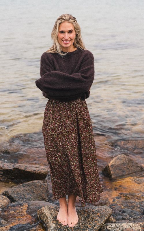 RAUS Astrid HW Skirt BLK Coffee Flower