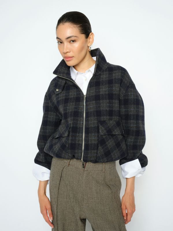 Mos Mosh Camille Check Jacket Salute Navy