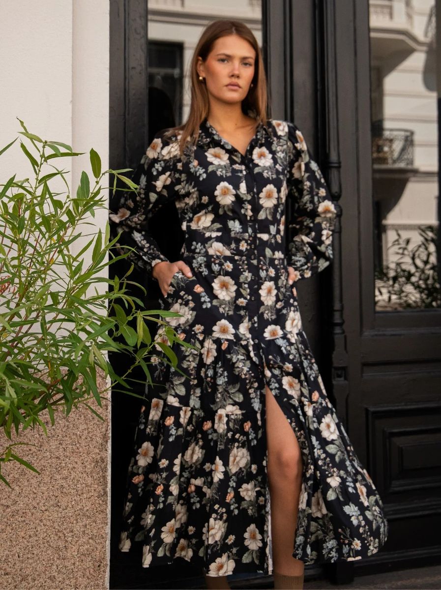 MissMaya Vicky Midi Dress Antique Black Poplin