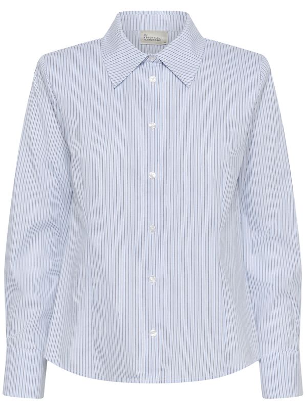 My Essential Wardrobe Feline Shaped Shirt Cashmere Blue Stripe