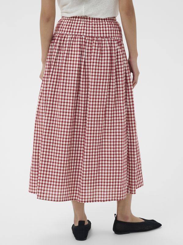 Part Two Brunhild Skirt Burnt Russet Check Red