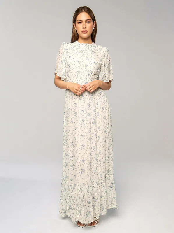 MissMaya Heena Dress Blue Fleur Georgette