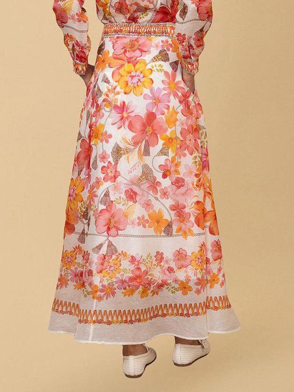 Hale Bob Quitterie Long Skirt Coral