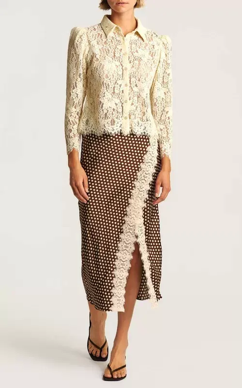 By TiMo Satin Skirt Blush Dots