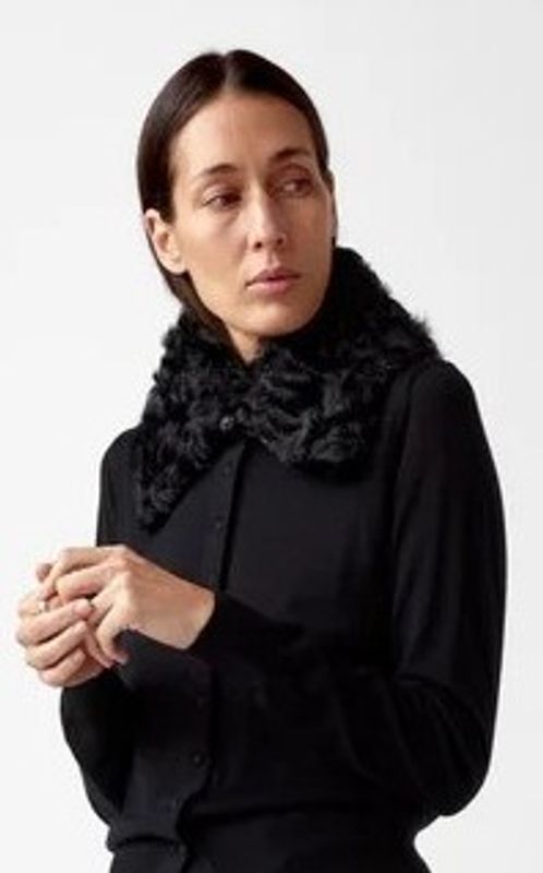 AKS Label Shearling Collar Black