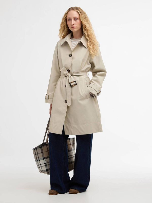 Barbour Maia Showerproof Trench Coat Mist Dress/Navy Tartan