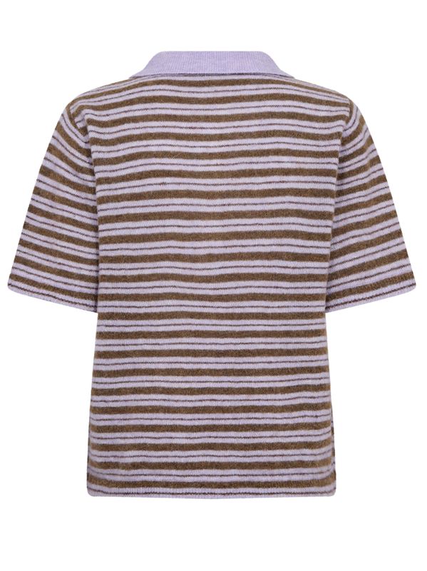 Mos Mosh Milvi SS Stripe Polo Knit Violet Tulip