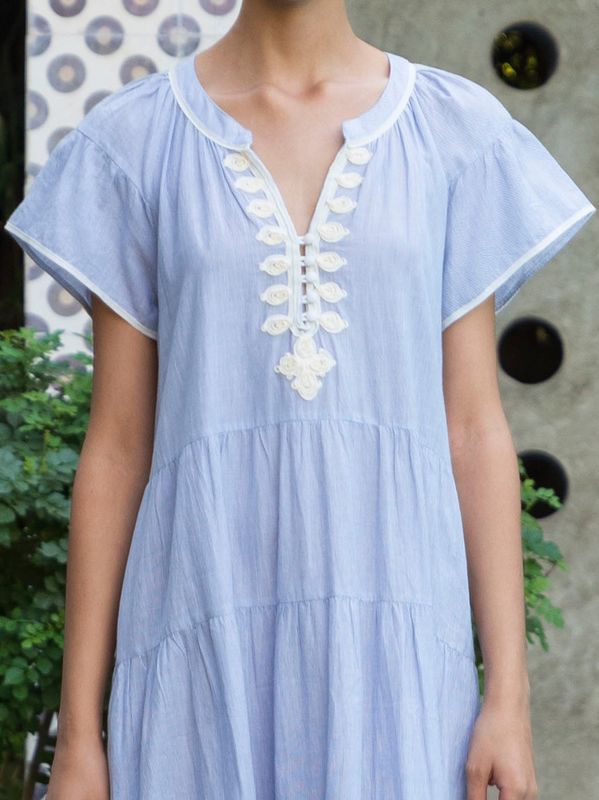 Rose and Rose Camelia Maxi Dress Blue Stripes
