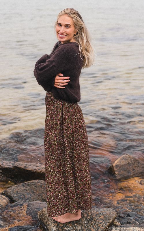 RAUS Astrid HW Skirt BLK Coffee Flower