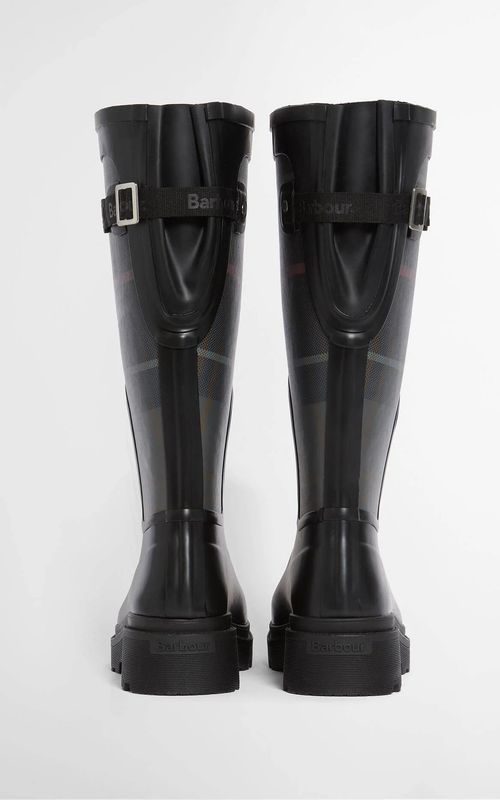 Barbour Dena Tall Wellingtons Black/Shadow Tartan