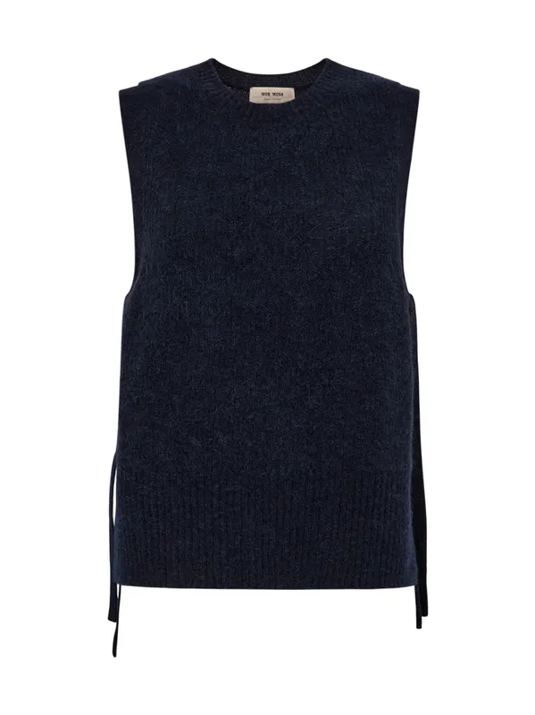Mos Mosh Thora Tie Knit Vest Salute Navy