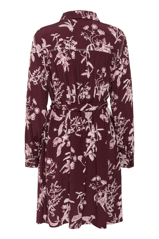 Part Two Sanes Dress Tawny Port Botanical Print