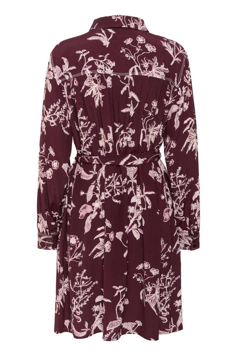 Part Two Sanes Dress Tawny Port Botanical Print