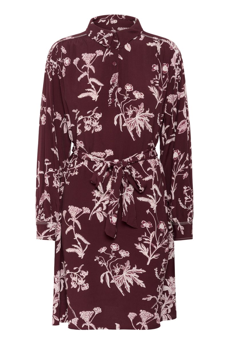 Part Two Sanes Dress Tawny Port Botanical Print