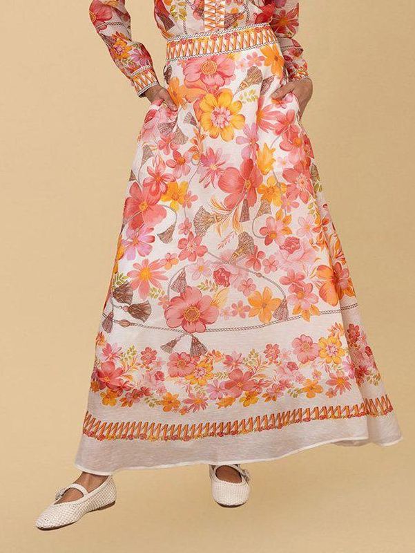 Hale Bob Quitterie Long Skirt Coral