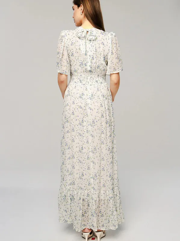 MissMaya Heena Dress Blue Fleur Georgette