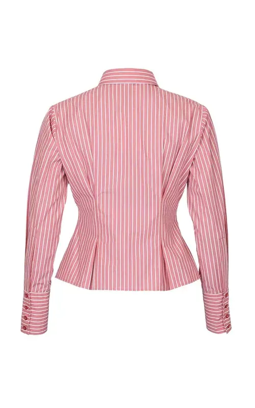 By TiMo Poplin Fitted Shirt White Stripes