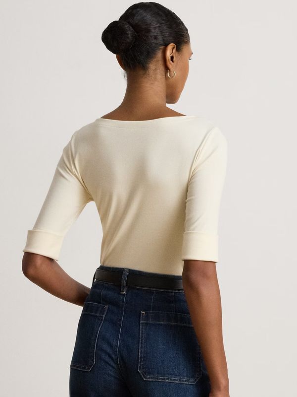 Lauren RL Judy Elbow Sleeve Knit Mascarpone Cream