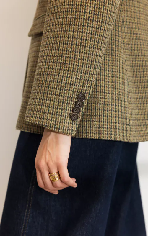 Camilla Pihl Brook Houndstooth Blazer Green Houndstooth